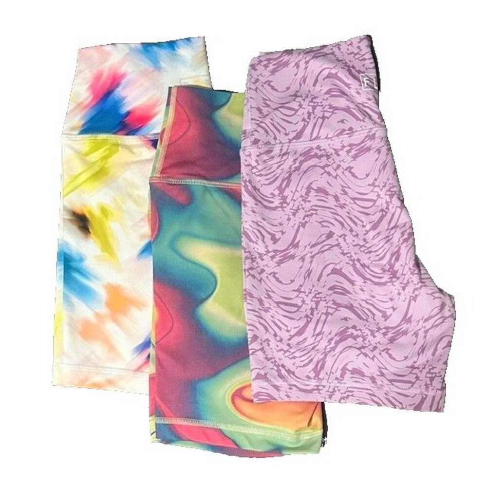 FLEO Shorts Lot of 3 Small 5” Inseam High Rise Workout Gym CrossFit Colorful